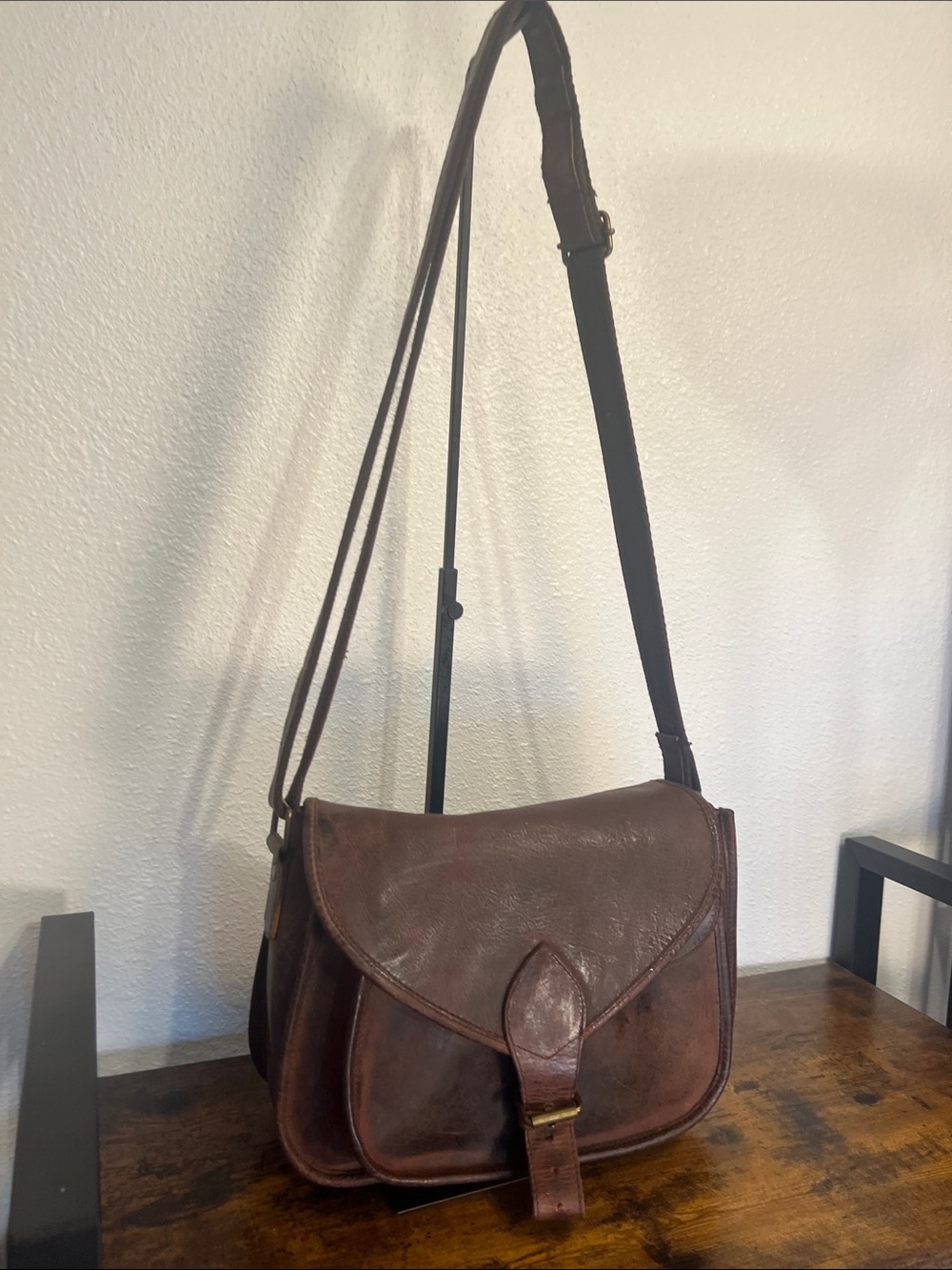 KomalC Leather Crossbody Satchel